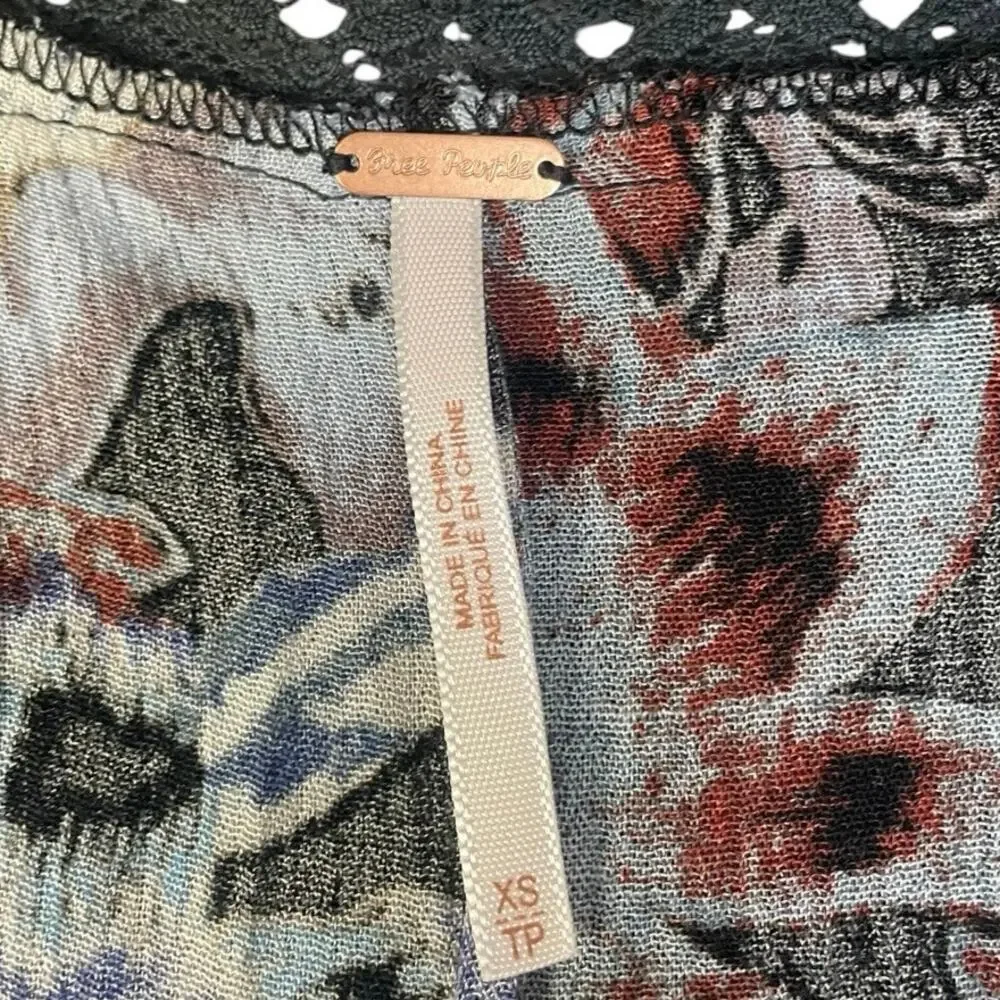 Free People Women’s XS Floral Lace Boho Kimono